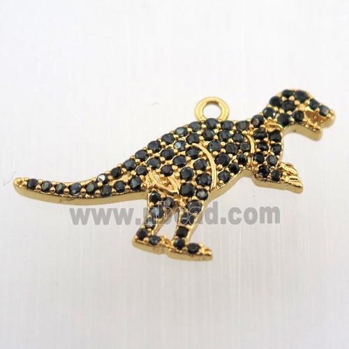 copper dragon pendant paved zircon, gold plated