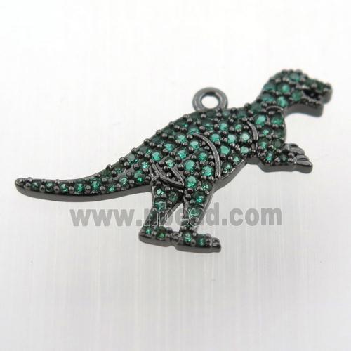 copper dragon pendant paved zircon, black plated