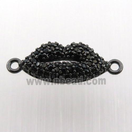 copper lip connector pave zircon, black plated