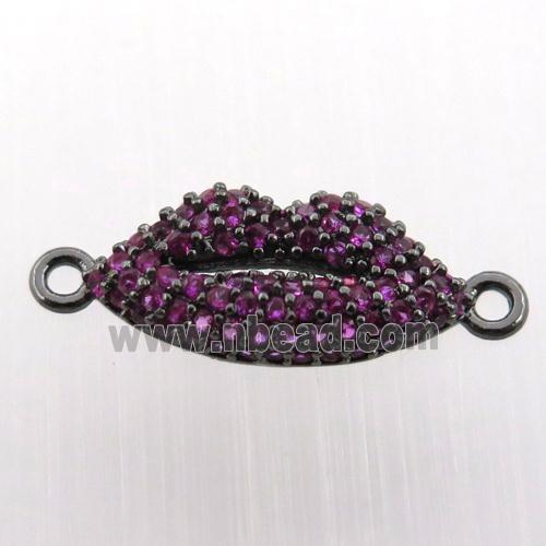 copper lip connector pave zircon, black plated