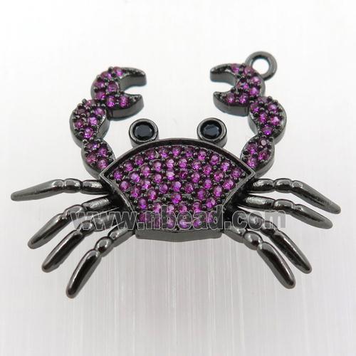 copper crab pendant pave zircon, black plated