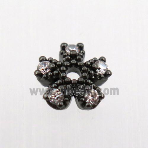 copper beadcaps pave zircon, black plated