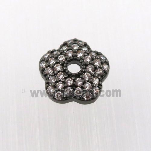 copper beadcaps pave zircon, black plated