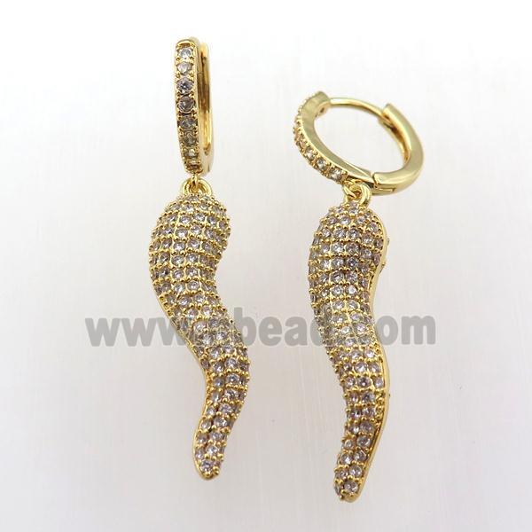 copper hoop earring pave zircon with Pepper, gold plated