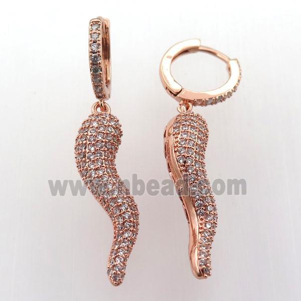 copper hoop earring pave zircon with Pepper, rose gold