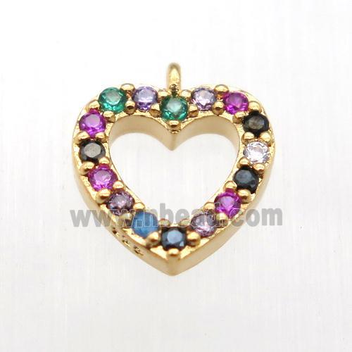 copper heart pendant pave zircon, gold plated