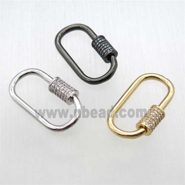 copper carabiner lock pendant paved zircon, mixed color