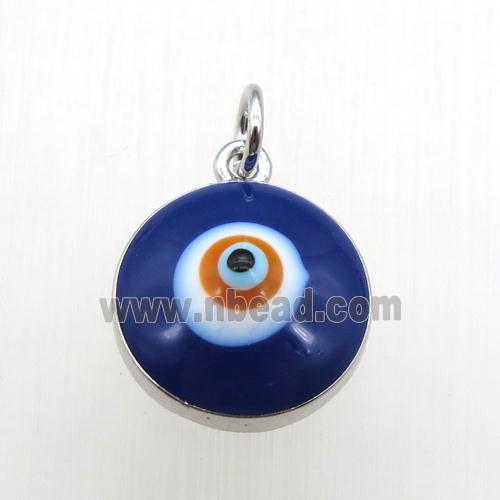 copper evil eye pendant, platinum plated