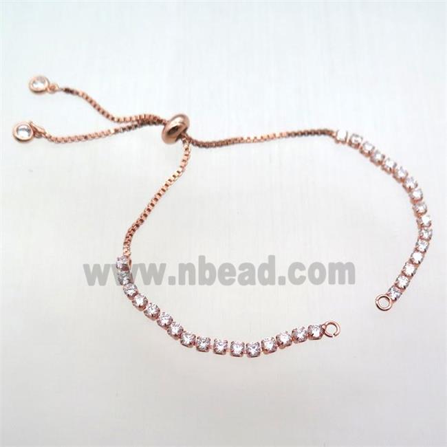 copper bracelet chain paved zircon, rose gold