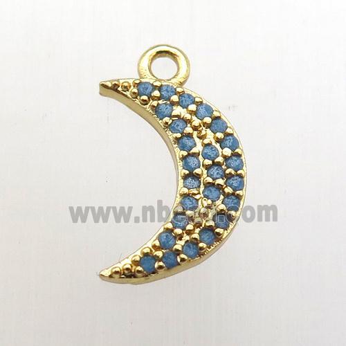 copper moon pendant pave zircon, gold plated