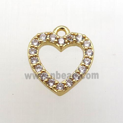 copper heart pendant pave zircon, gold plated