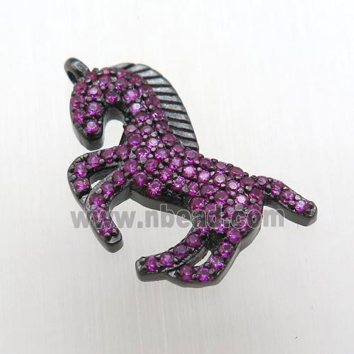 copper Unicorn pendant pave zircon, black plated