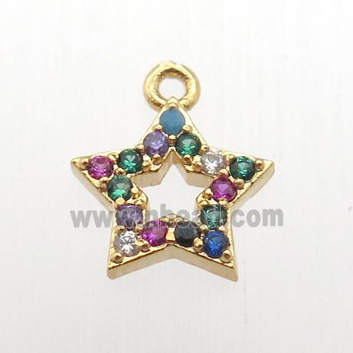 copper star pendant pave zircon, gold plated