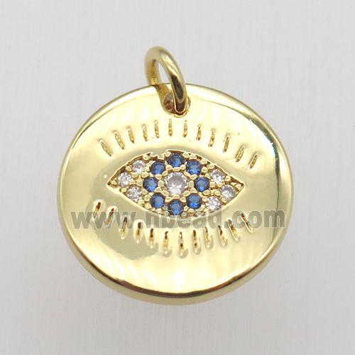 copper eye pendant pave zircon, gold plated