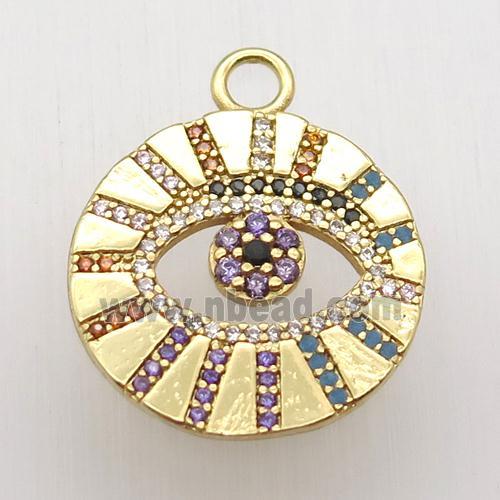 copper eye pendant paved zircon, gold plated