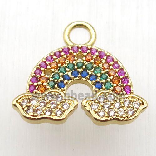 copper rainbow pendant paved zircon, gold plated