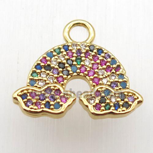 copper rainbow pendant paved zircon, gold plated