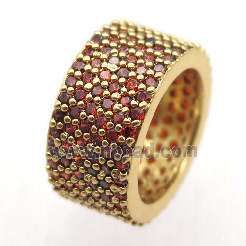 copper Ring paved zircon, gold plated