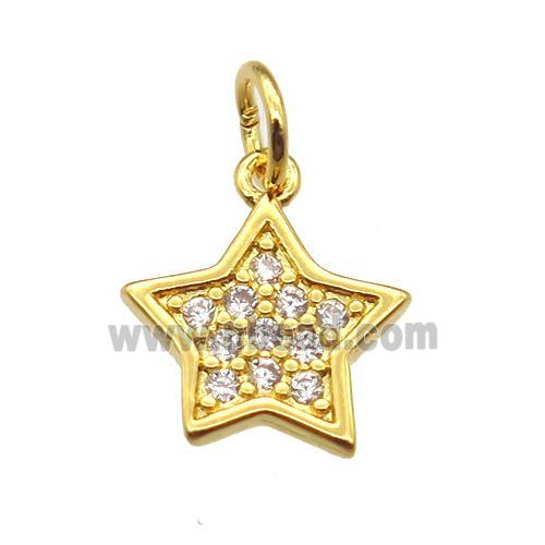 copper star pendant paved zircon, gold plated