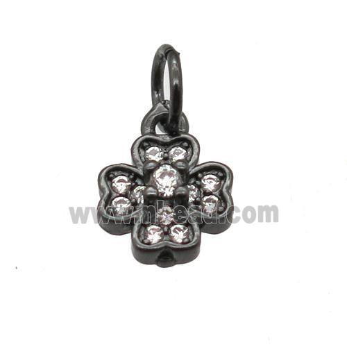 copper clover pendant paved zircon, black plated