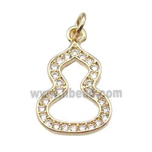 copper cucurbit pendant paved zircon, gold plated