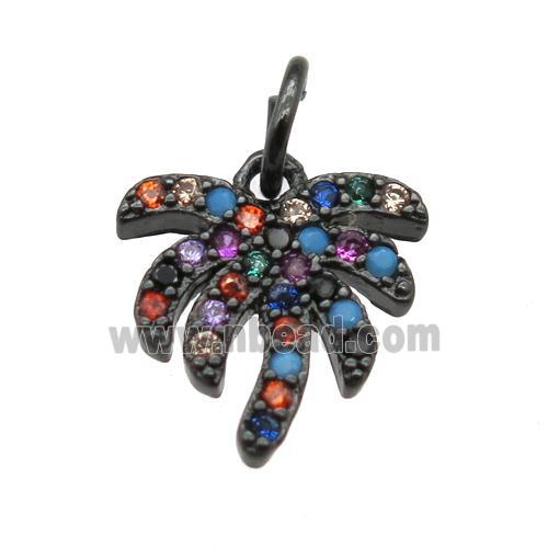 copper coconut-tree pendant paved zircon, black plated