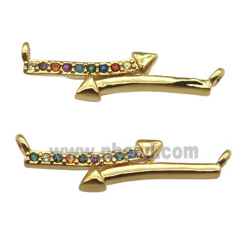 copper arrow pendant pave zircon, gold plated