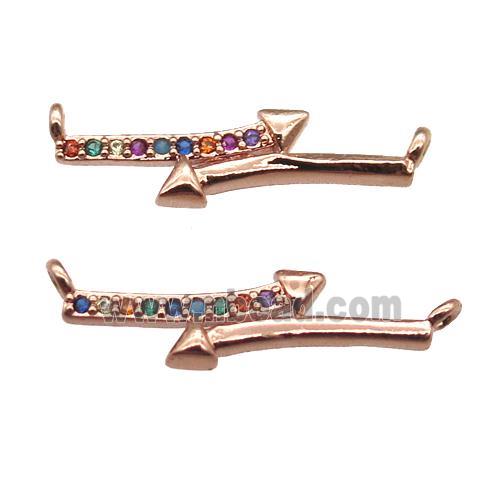 copper arrow pendant pave zircon, rose gold