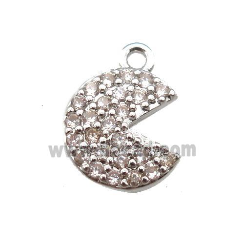 copper Emoji pendant paved zircon, platinum plated