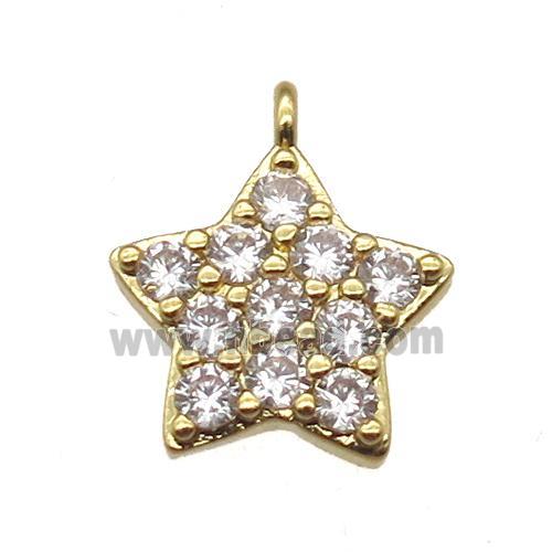 copper star pendant paved zircon, gold plated