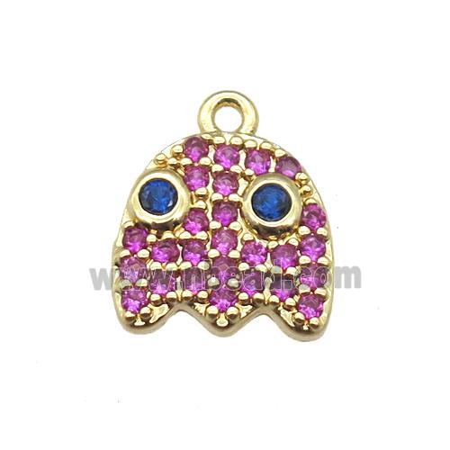 copper acaleph pendant paved zircon, gold plated