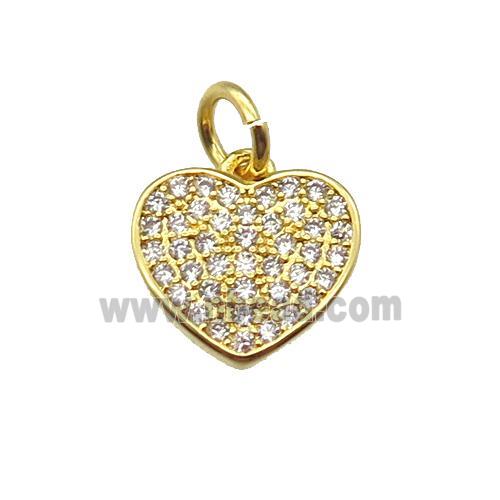 copper heart pendant paved zircon, gold plated