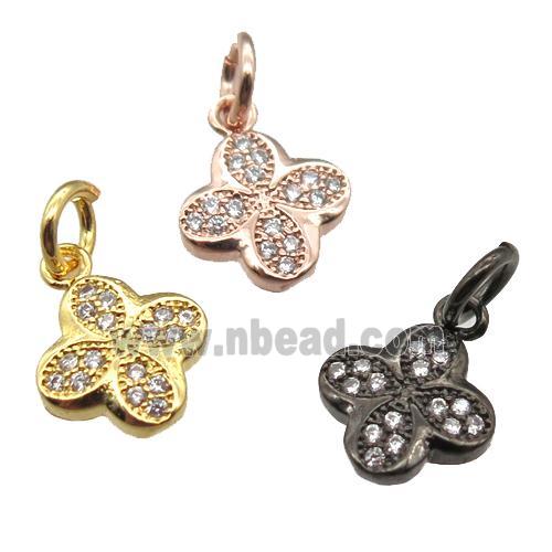 copper clover pendant paved zircon, mixed color