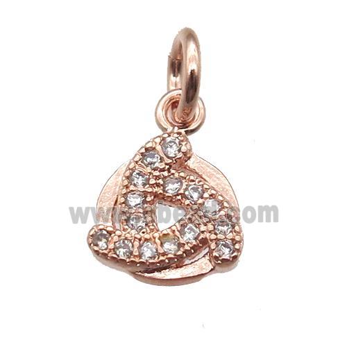 copper windmill pendant paved zircon, rose gold