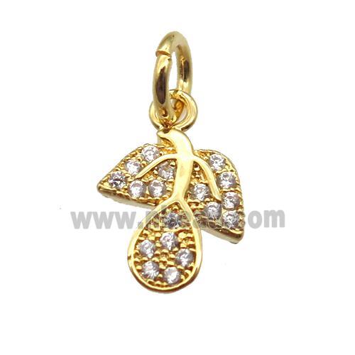 copper leaf pendant paved zircon, gold plated