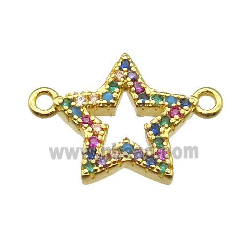 copper star pendant paved zircon, gold plated