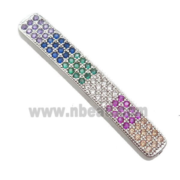 copper tube beads paved zircon, platinum plated