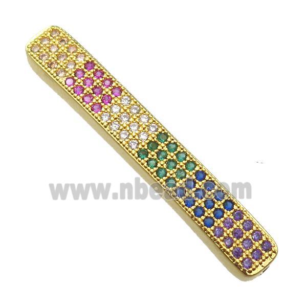 copper tube beads paved zircon, gold plated