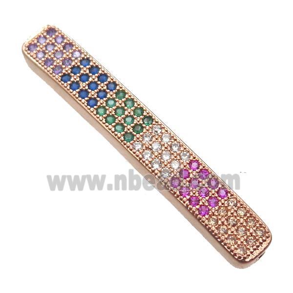 copper tube beads paved zircon, rose gold