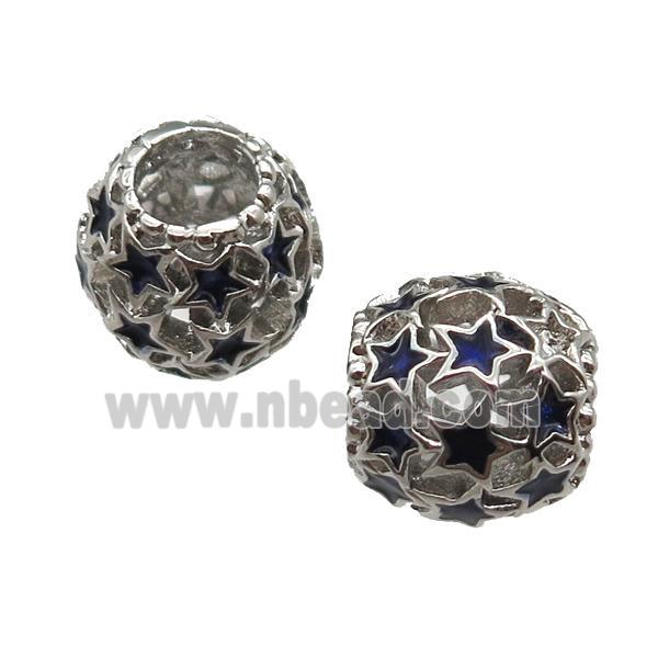 European Style copper barrel beads, Enameling, platinum plated