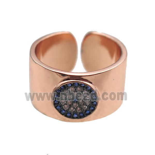 copper ring paved zircon, rose gold