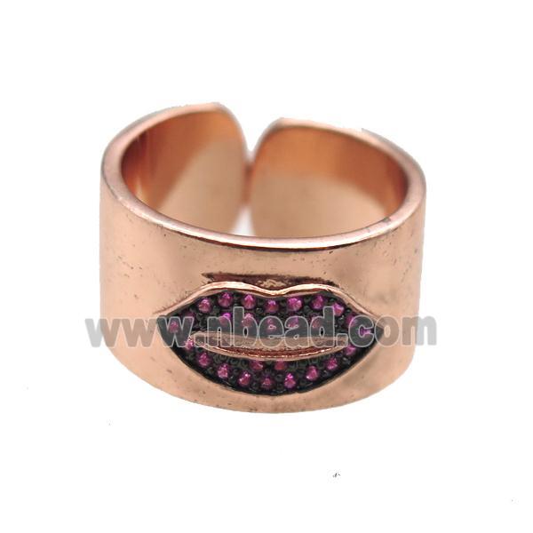 copper ring paved zircon, rose gold