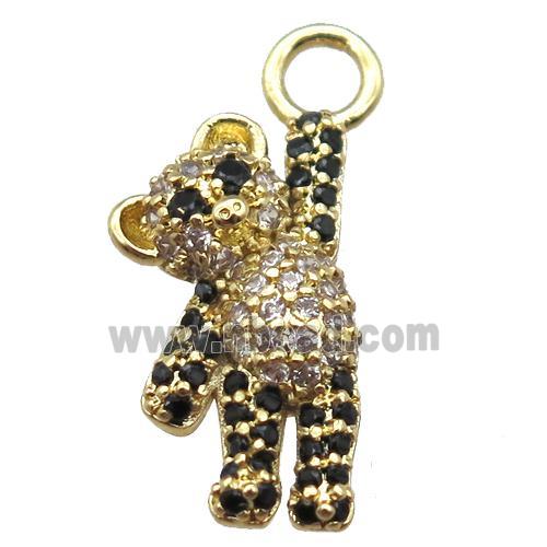 copper panda pendant paved zircon, gold plated