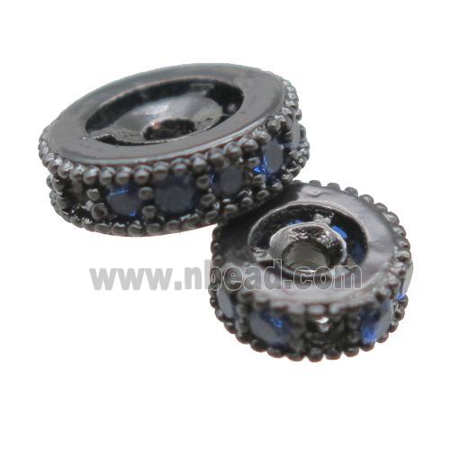 copper spacer beads paved zircon, heishi, black plated