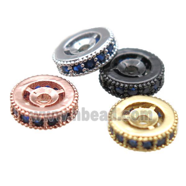 copper spacer beads paved zircon, heishi, mixed color