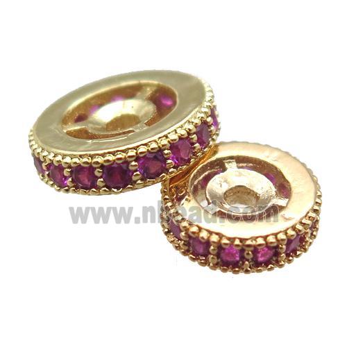 copper spacer beads paved zircon, heishi, gold plated