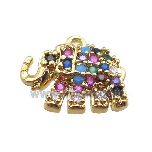 copper elephant pendant paved zircon, gold plated