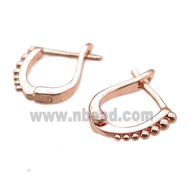 copper Latchback Earrings, rose gold