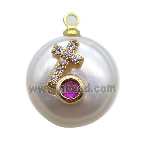 natural pearl pendant paved zircon