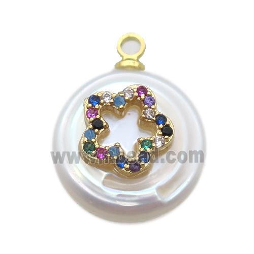 natural pearl pendant paved zircon